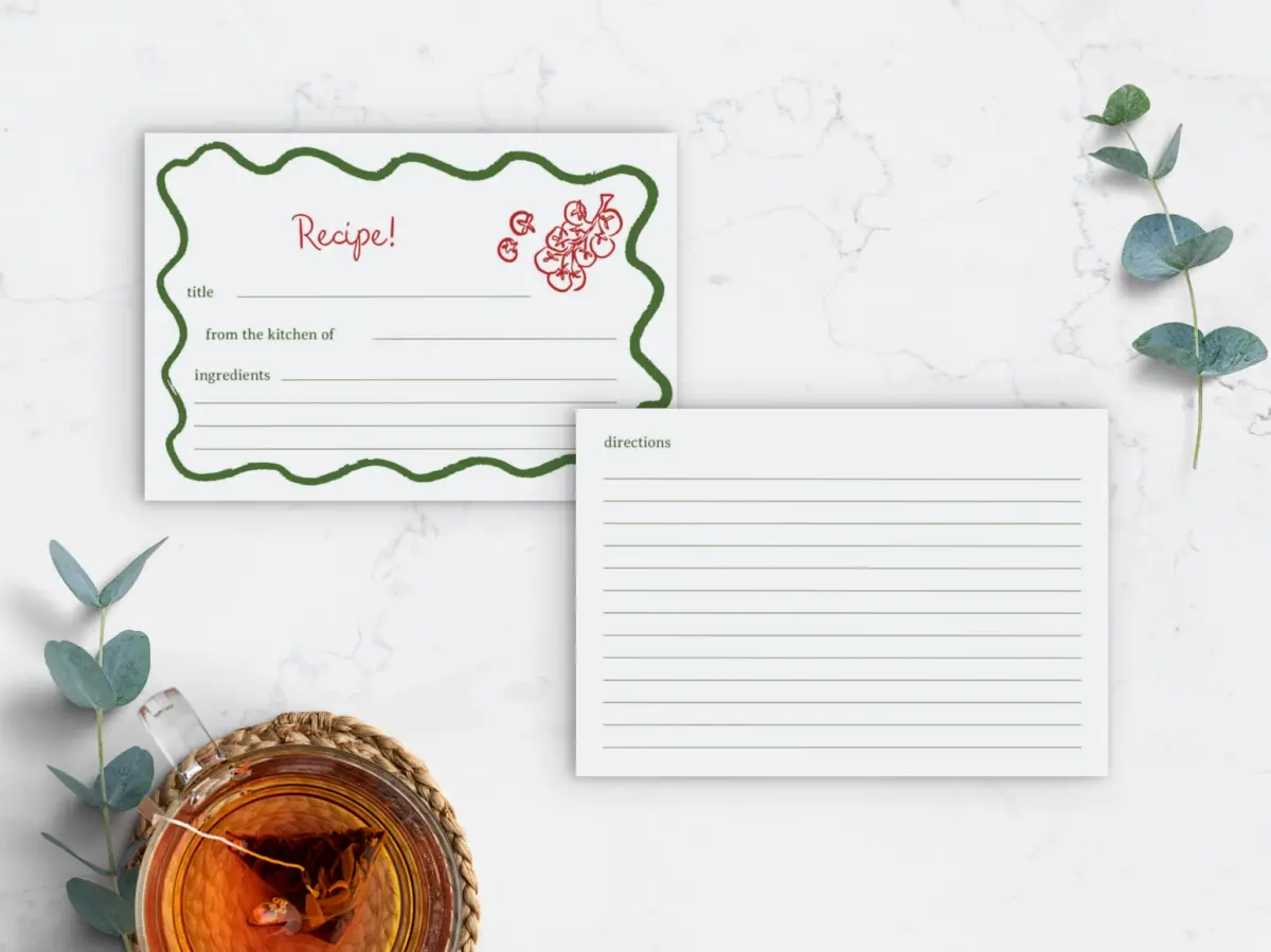 Recipe Card Back View