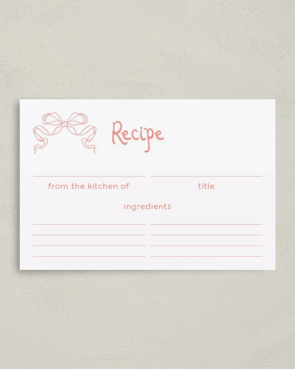 This is a 4" x 6" Personal Stationery called Bridal Bow printed in full color on Premium Smooth paper