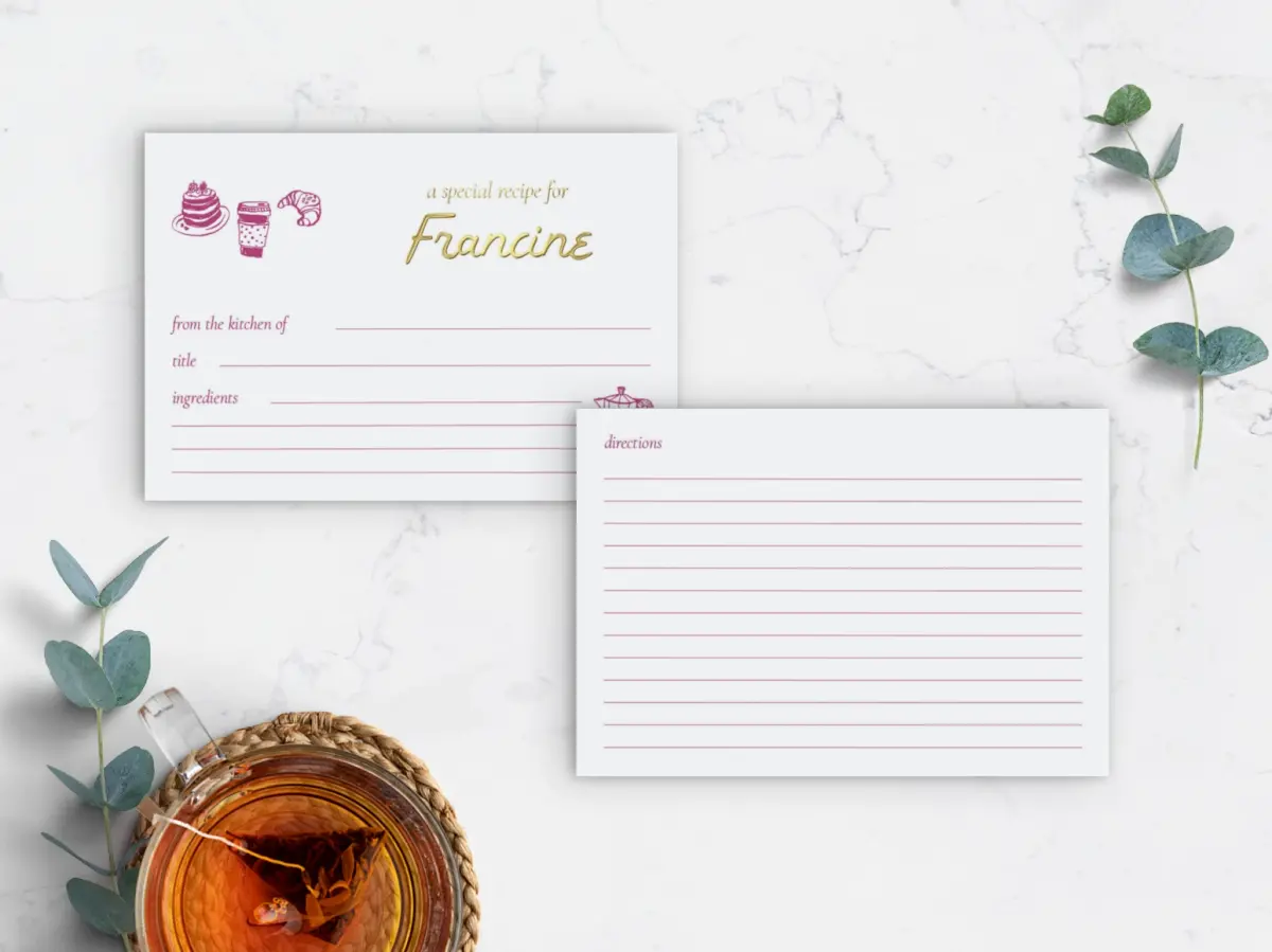 Recipe Card Back View
