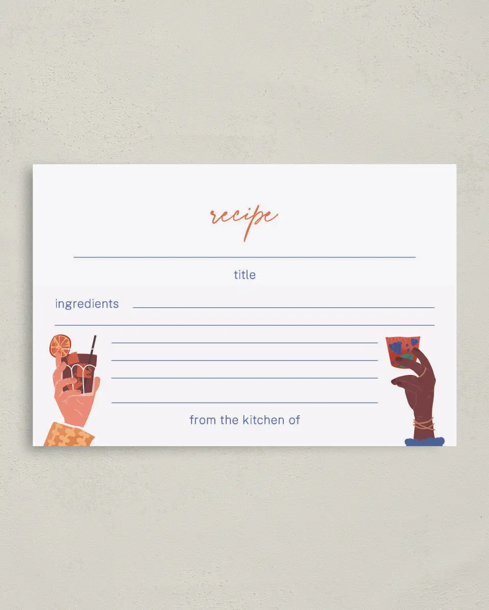 This is a 4" x 6" Personal Stationery called Cocktail Shower printed in full color on Premium Smooth paper