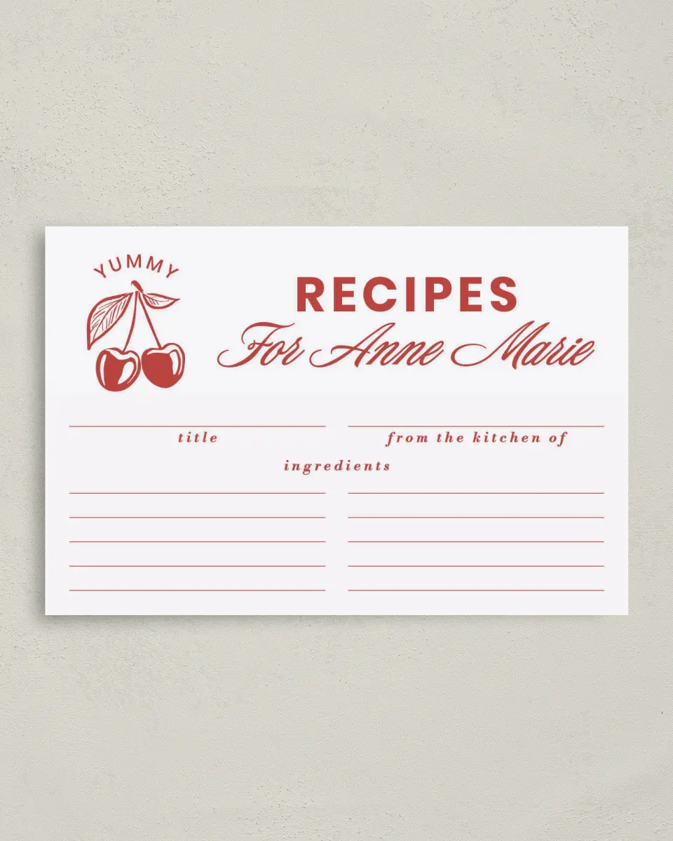 This is a 4" x 6" Personal Stationery called Cherry on Top printed in full color on Premium Smooth paper
