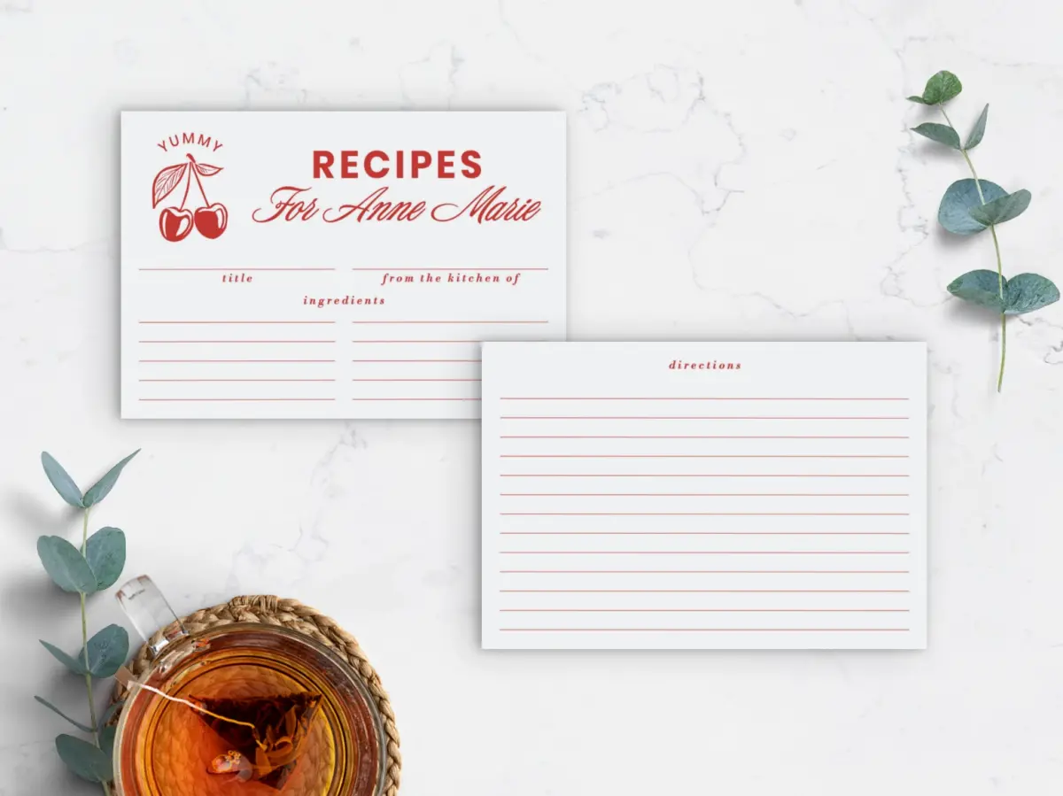 Recipe Card Back View