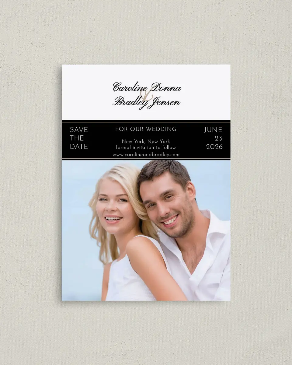 This is a 4" x 5.6" Save the Date Postcard called Vision of Love printed in full color on Soft Touch Finish paper