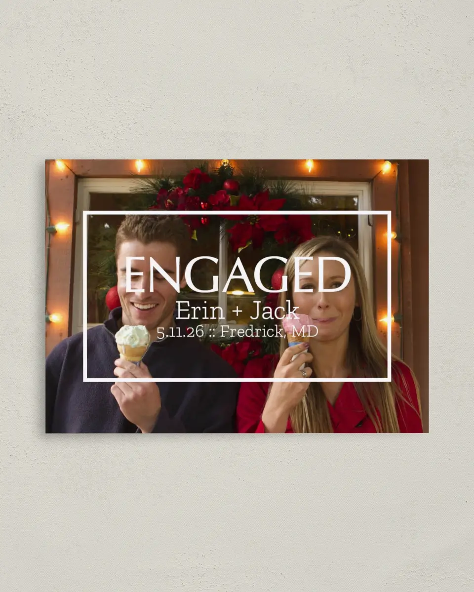 This is a 4" x 5.6" Save the Date Postcard called Modern Heartthrob printed in full color on Soft Touch Finish paper