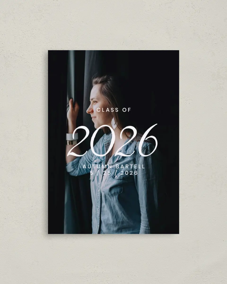 This is a 4" x 5.6" Graduation Announcement Postcard called Go The Distance printed in full color on Soft Touch Finish paper