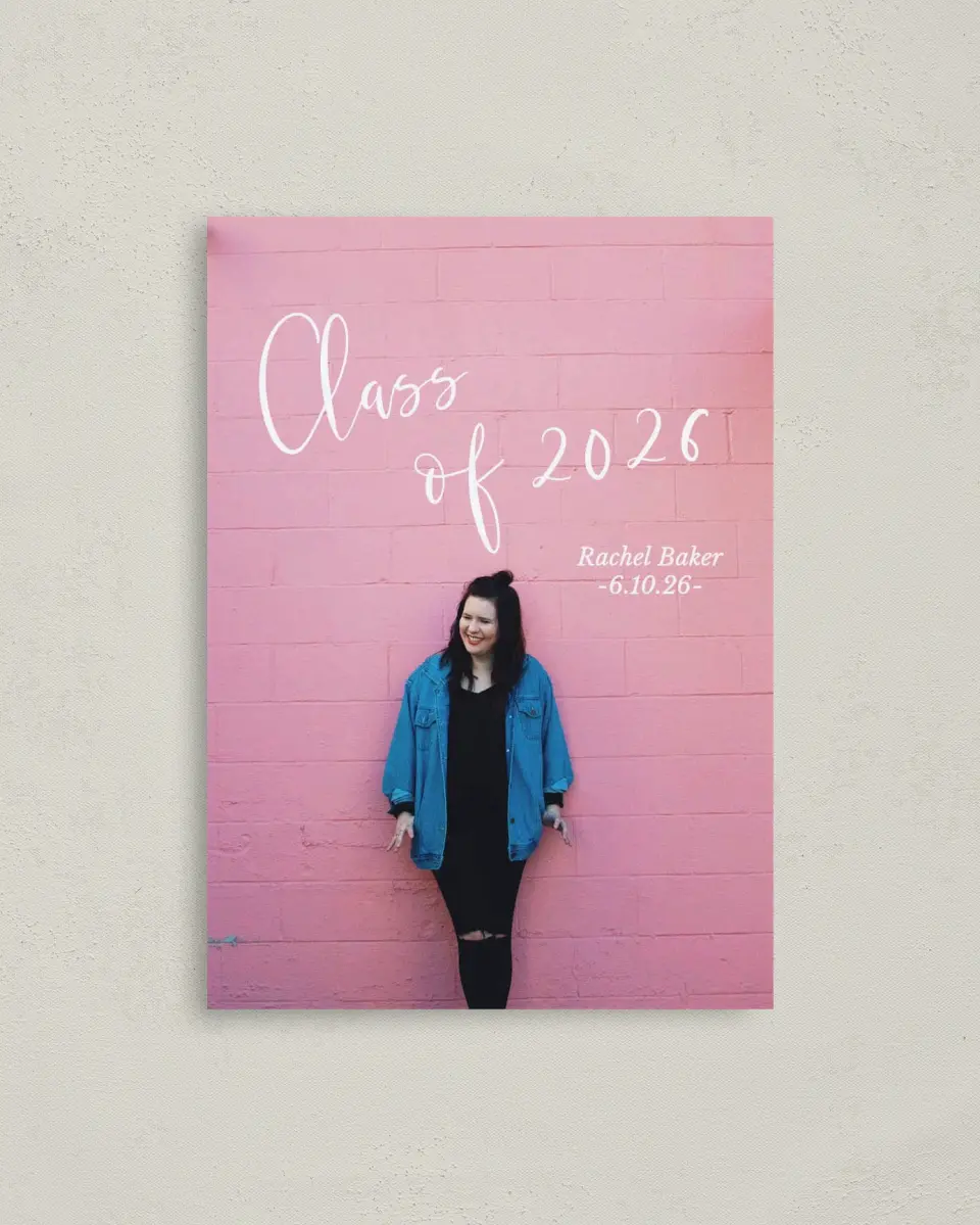 This is a 4" x 5.6" Graduation Announcement Postcard called Success Is Yours printed in full color on Soft Touch Finish paper