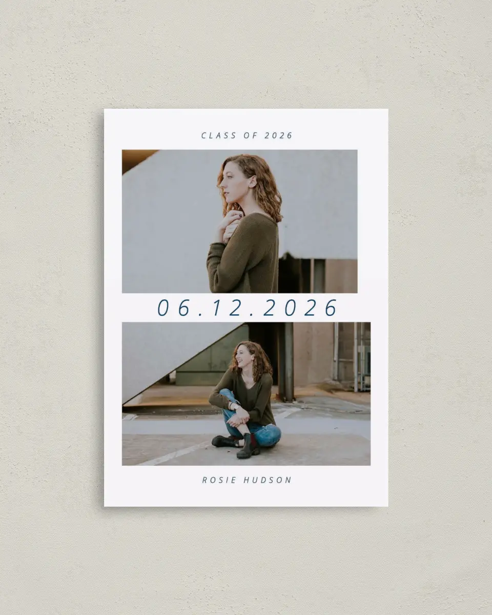 This is a 4" x 5.6" Graduation Announcement Postcard called A Dream Fulfilled printed in full color on Soft Touch Finish paper