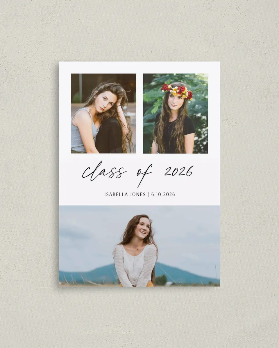 This is a 4" x 5.6" Graduation Announcement Postcard called Your Passion printed in full color on Soft Touch Finish paper