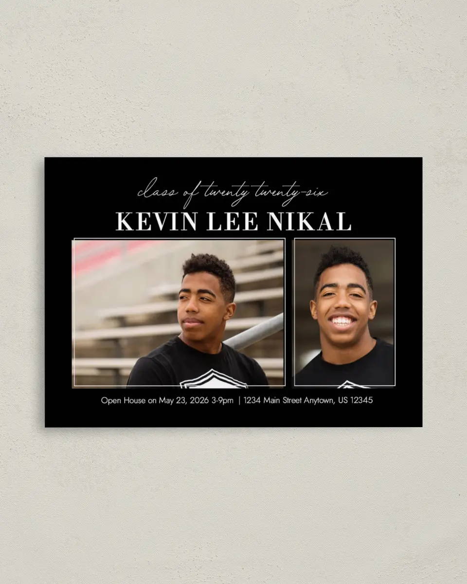 This is a 4" x 5.6" Graduation Announcement Postcard called Shining Moment printed in full color on Soft Touch Finish paper