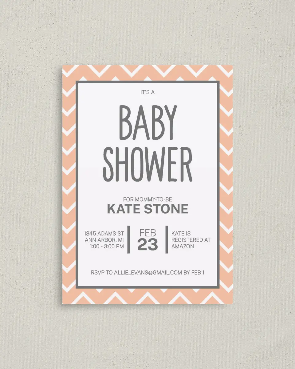 This is a 4" x 5.6" Baby Shower Invitation Postcard called Goodness, Baby printed in full color on Soft Touch Finish paper