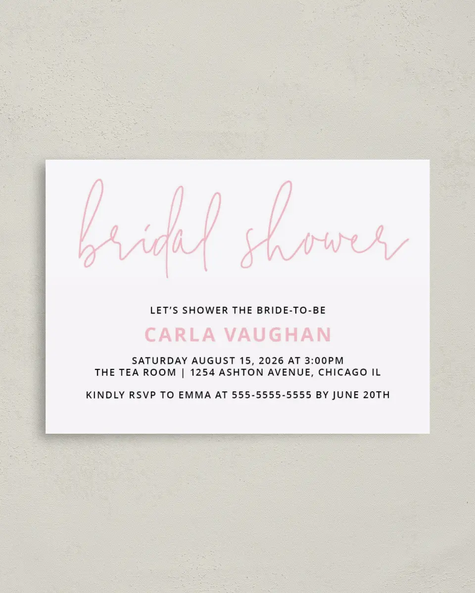 This is a 4" x 5.6" Bridal Shower Invitation Postcard called Sweet Chevron printed in full color on Soft Touch Finish paper