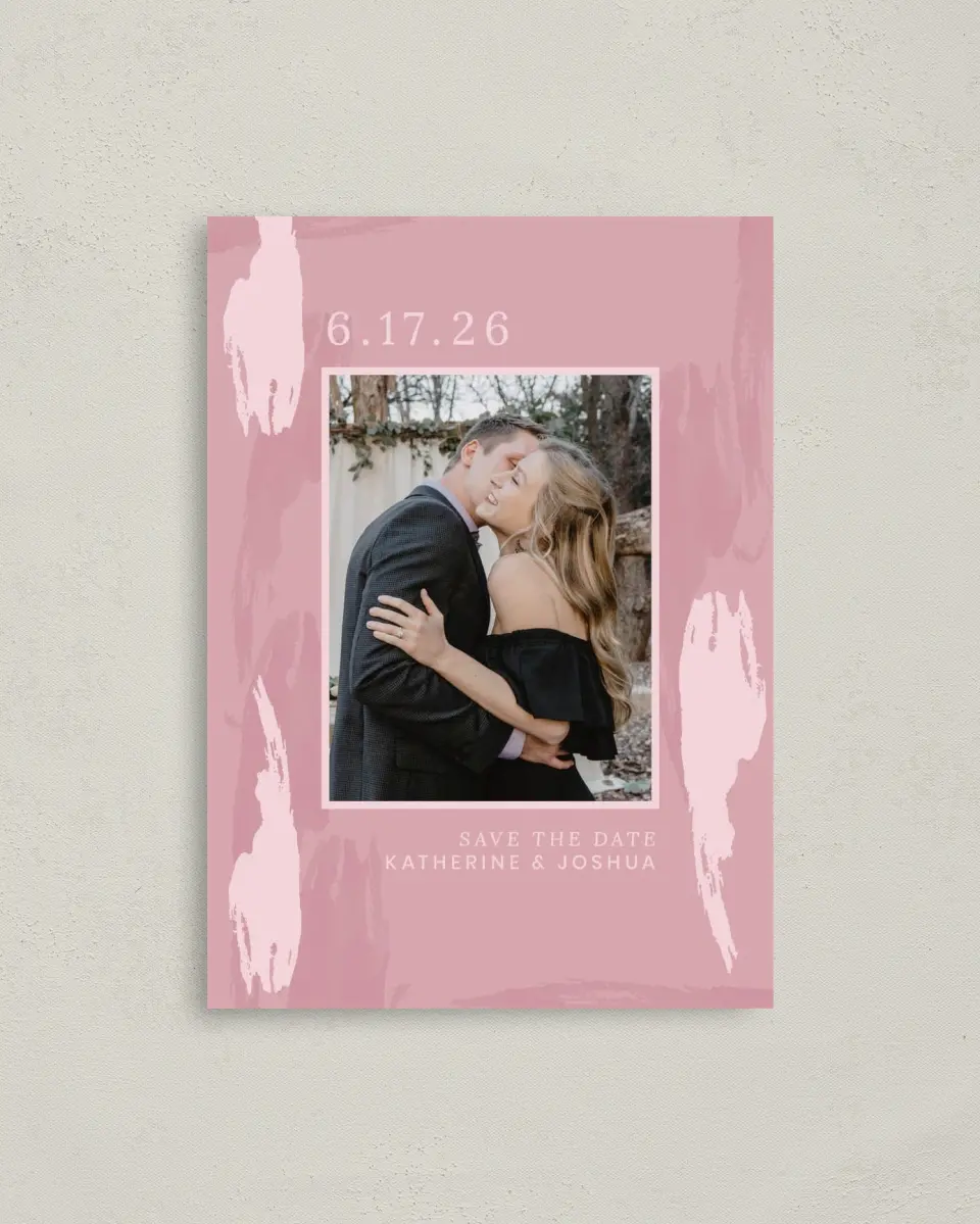 This is a 4" x 5.6" Save the Date Postcard called Love Awash printed in full color on Soft Touch Finish paper