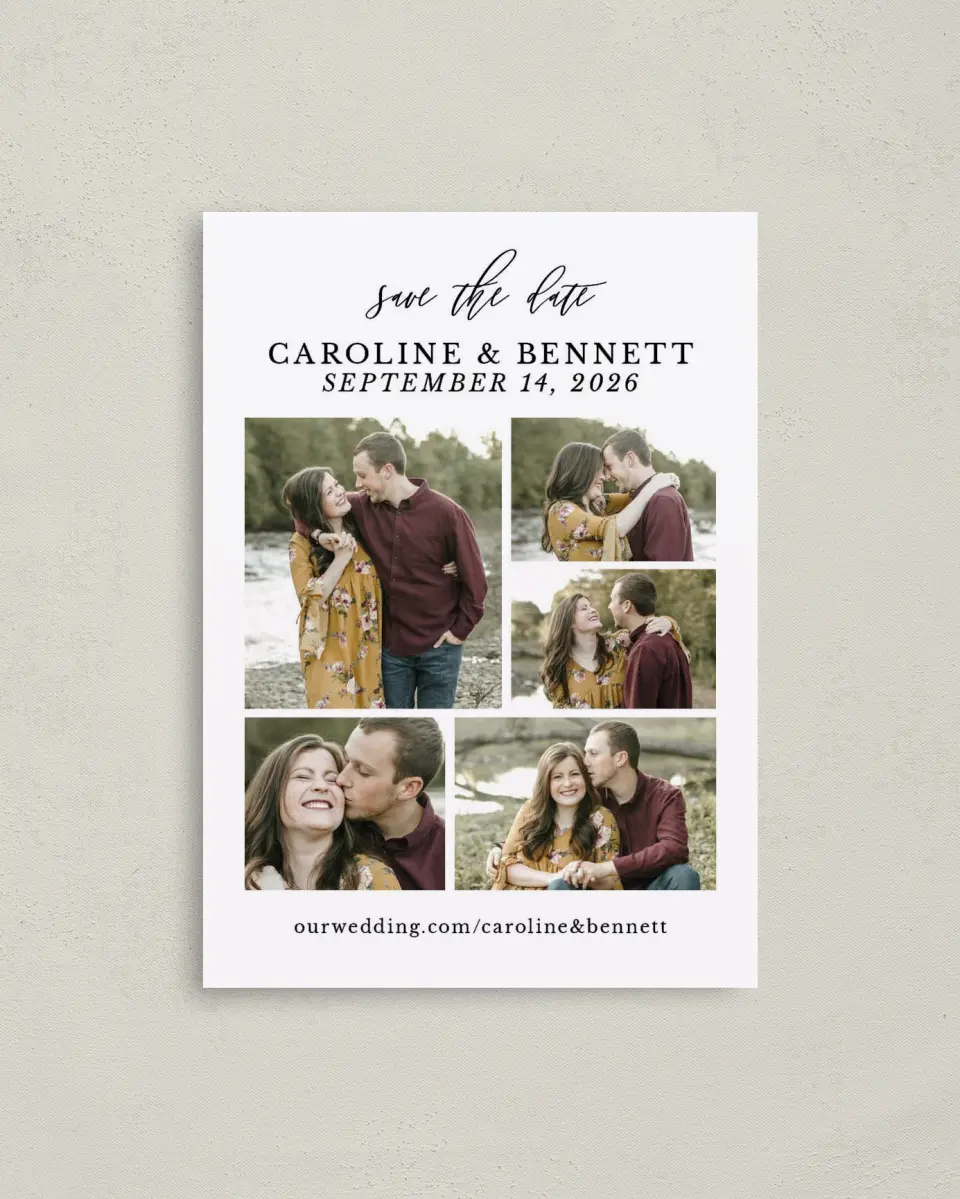 This is a 4" x 5.6" Save the Date Postcard called Easy to Love printed in full color on Soft Touch Finish paper