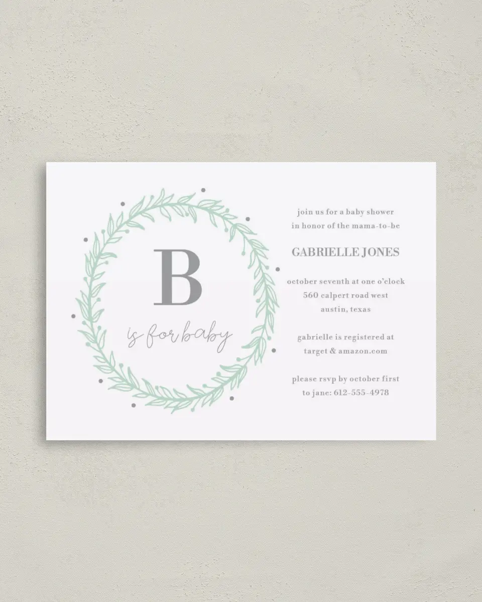 This is a 4" x 5.6" Baby Shower Invitation Postcard called Baby Crown printed in full color on Soft Touch Finish paper