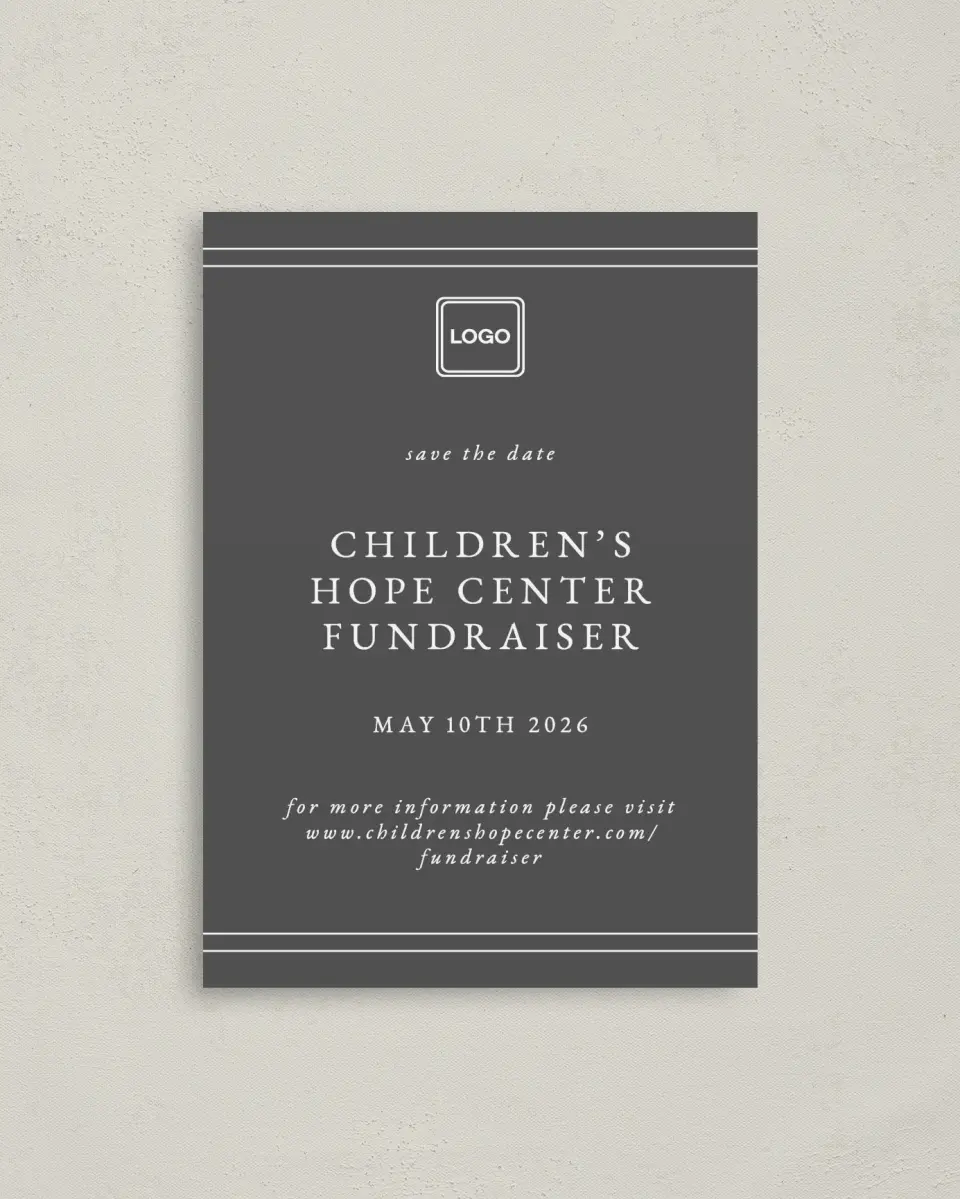 This is a 4" x 5.6" Gala Save the Date Postcard called Night to Remember printed in full color on Soft Touch Finish paper