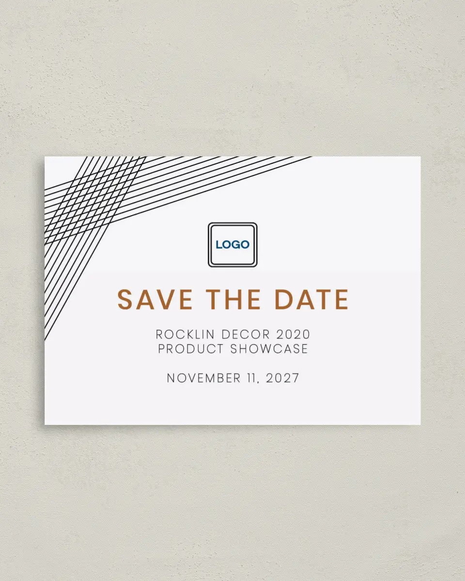 This is a 4" x 5.6" Gala Save the Date Postcard called Debut Celebration printed in full color on Soft Touch Finish paper