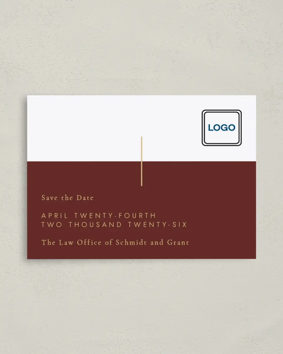 This is a 4" x 5.6" Gala Save the Date Postcard called Appreciation Event printed in full color on Soft Touch Finish paper