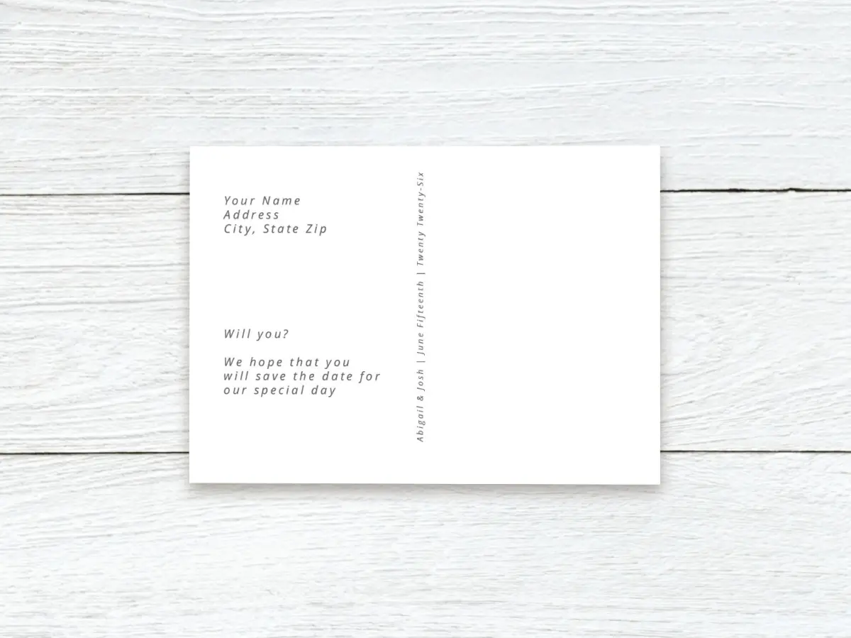 Save the Date Postcard Back