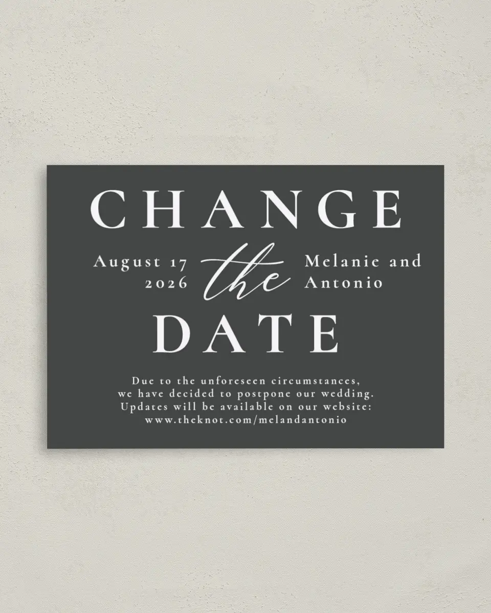 This is a 4" x 5.6" Change the Date Postcard called Change the Date printed in full color on Soft Touch Finish paper
