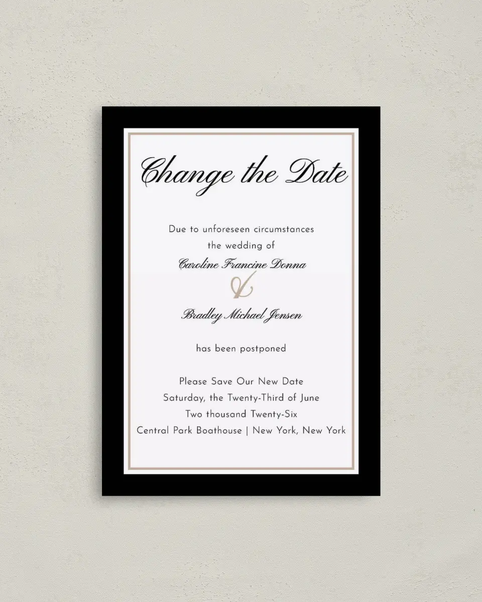 This is a 4" x 5.6" Change the Date Postcard called New Plan printed in full color on Soft Touch Finish paper