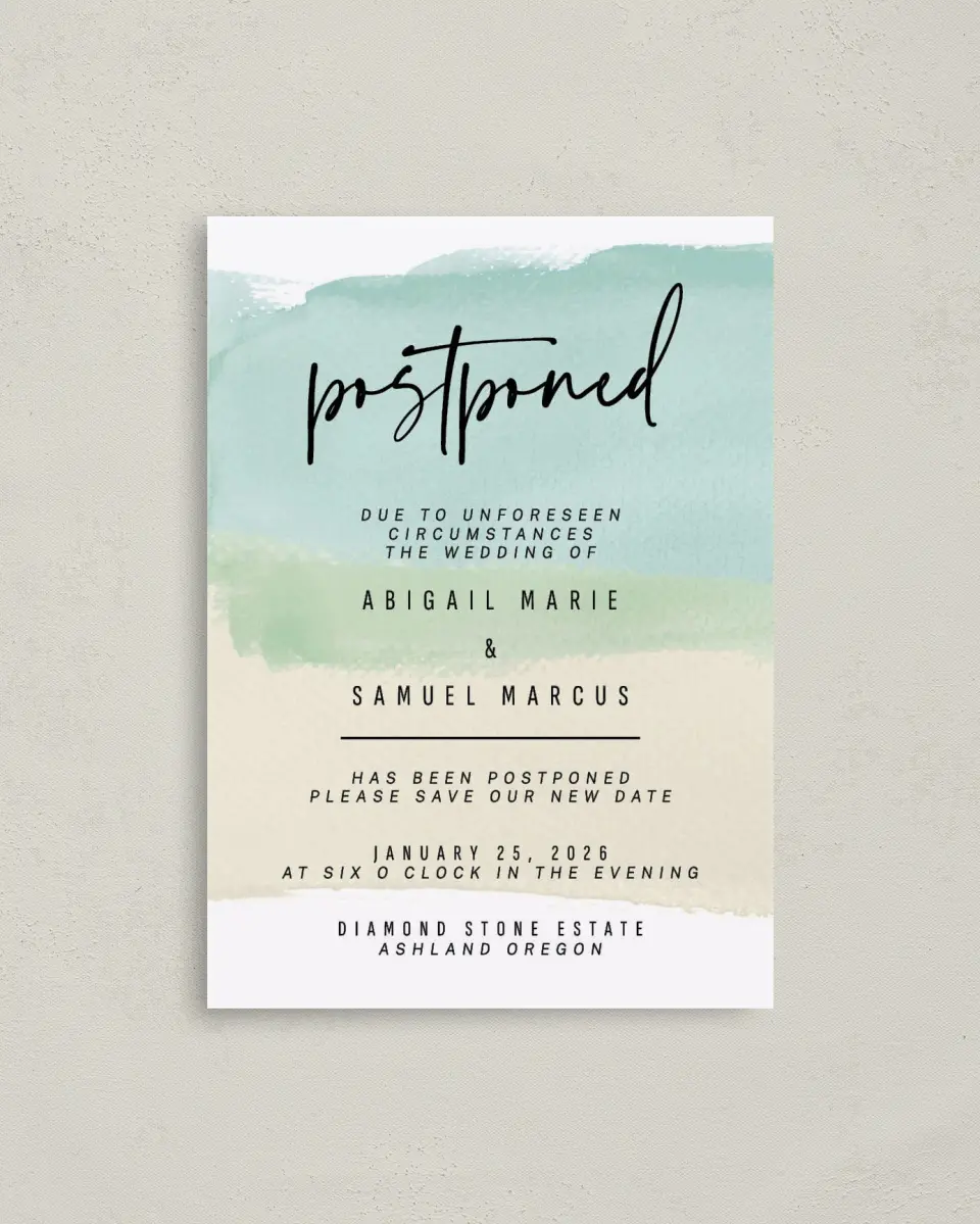 This is a 4" x 5.6" Change the Date Postcard called Love is Patient printed in full color on Soft Touch Finish paper
