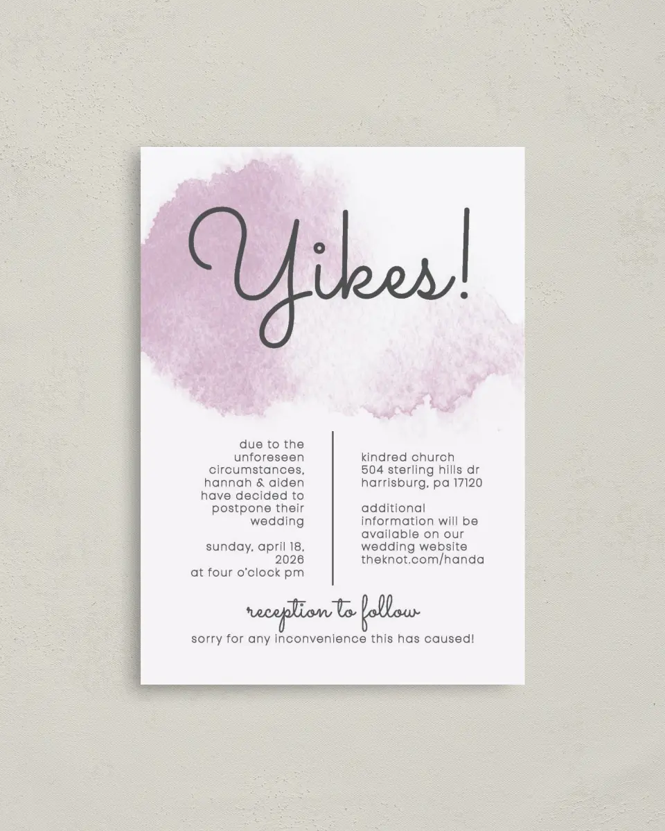 This is a 4" x 5.6" Change the Date Postcard called Yikes printed in full color on Soft Touch Finish paper
