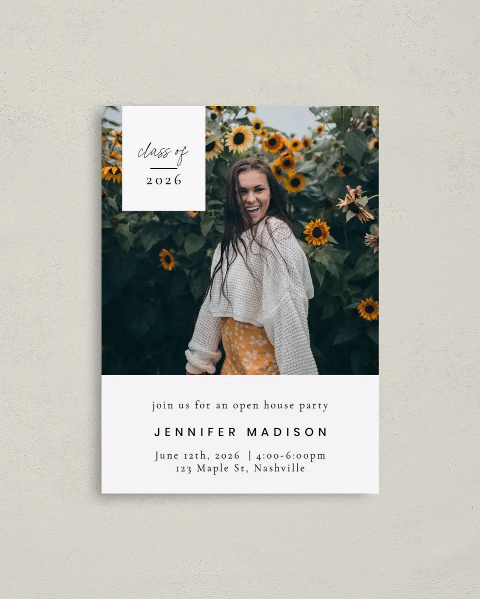This is a 4" x 5.6" Graduation Announcement Postcard called Choice Year printed in full color on Soft Touch Finish paper