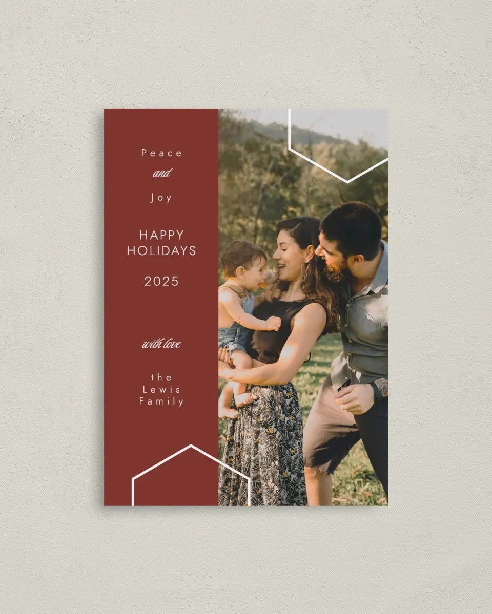 This is a 4" x 5.6" Christmas Card called Christmas Ribbon printed in full color on Premium Smooth paper