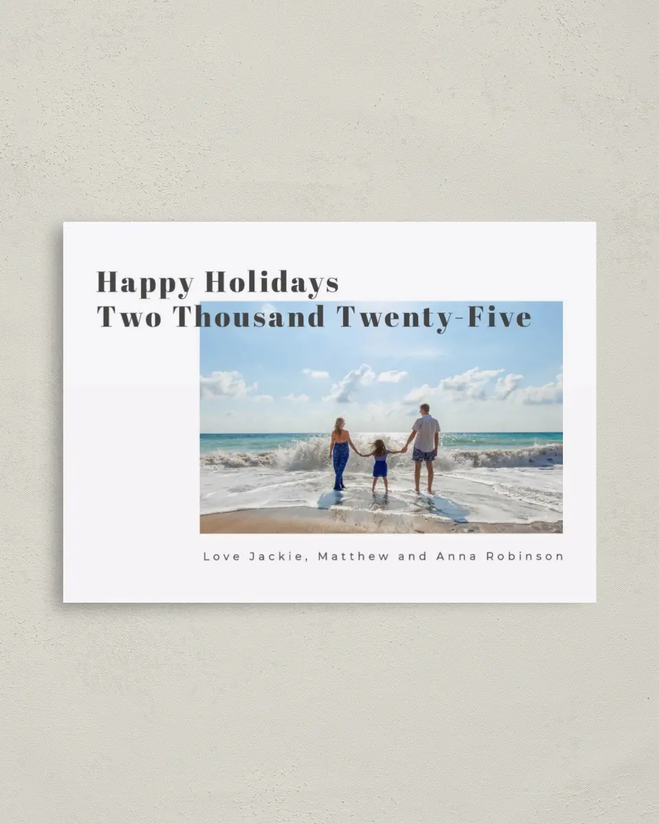 This is a 4" x 5.6" Christmas Card called Holidays Forever printed in full color on Premium Smooth paper
