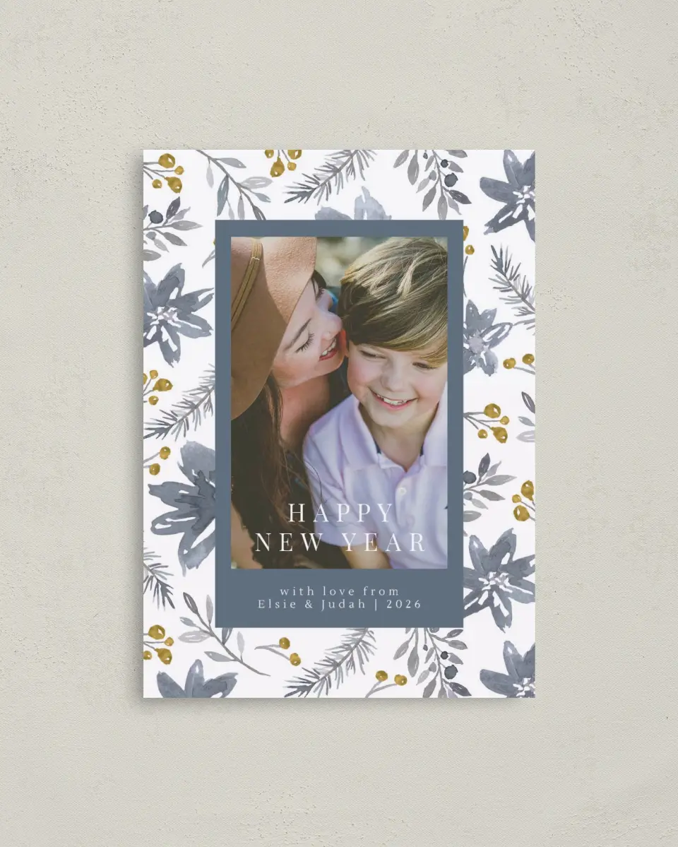 This is a 4" x 5.6" Christmas Card called Christmas Floral printed in full color on Premium Smooth paper