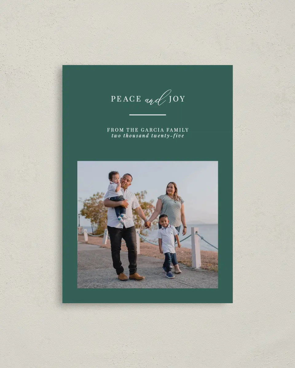 This is a 4" x 5.6" Christmas Card called Simple Peace printed in full color on Premium Smooth paper