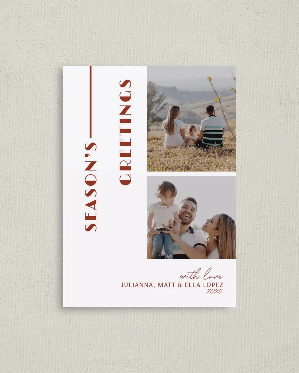 This is a 4" x 5.6" Christmas Card called Bold Greetings printed in full color on Premium Smooth paper