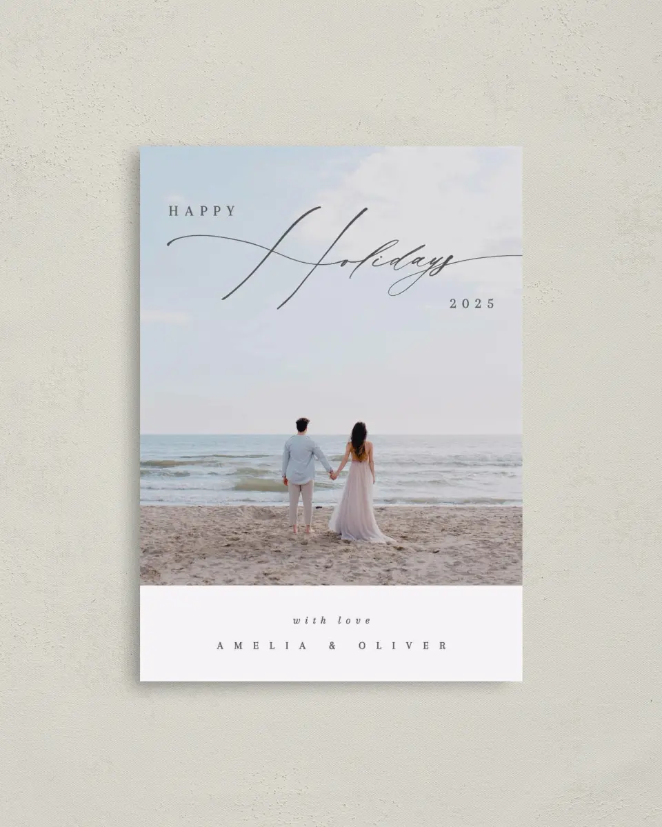 This is a 4" x 5.6" Christmas Card called Expansive Holidays printed in full color on Premium Smooth paper
