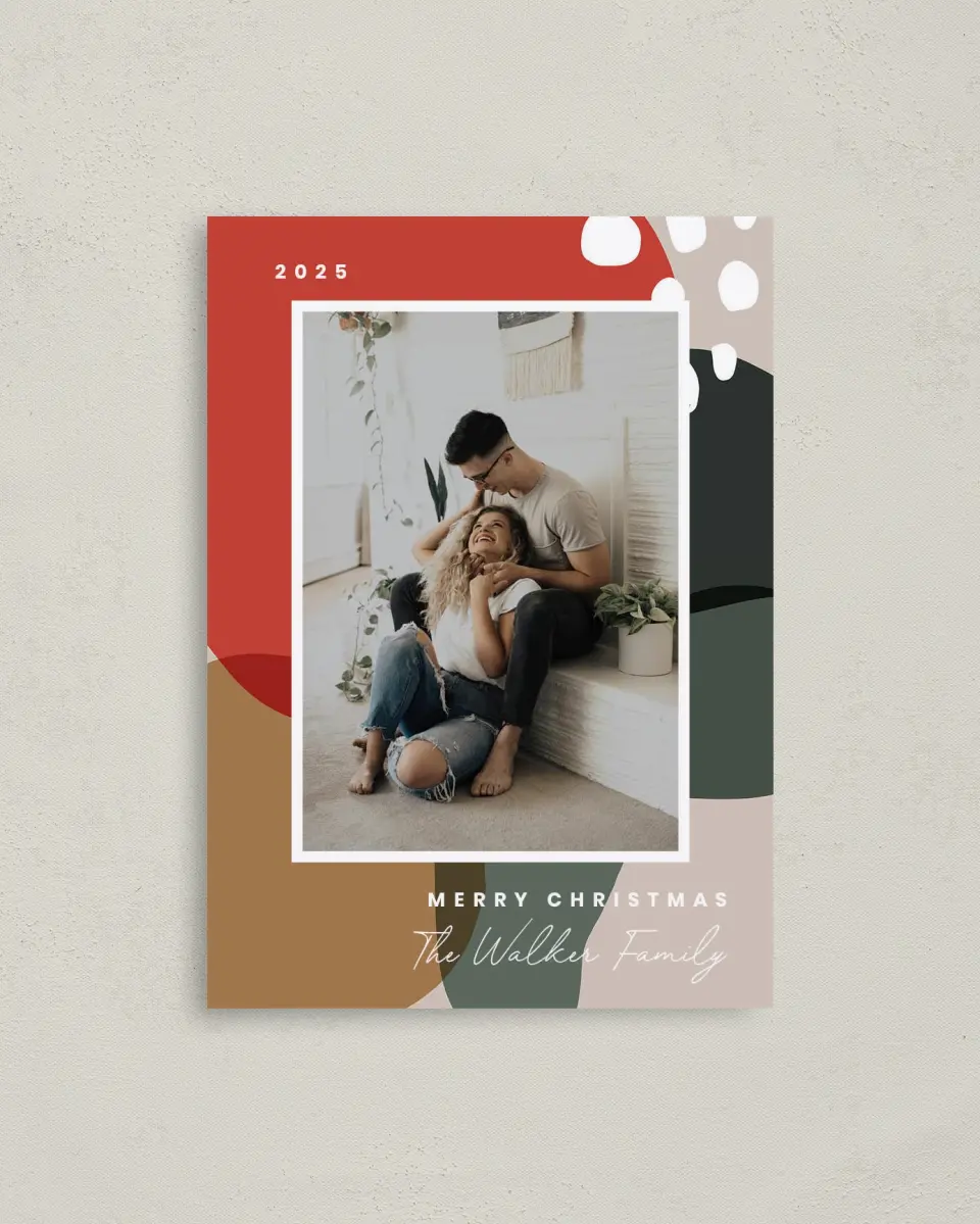 This is a 4" x 5.6" Christmas Card called Holiday Hues printed in full color on Premium Smooth paper