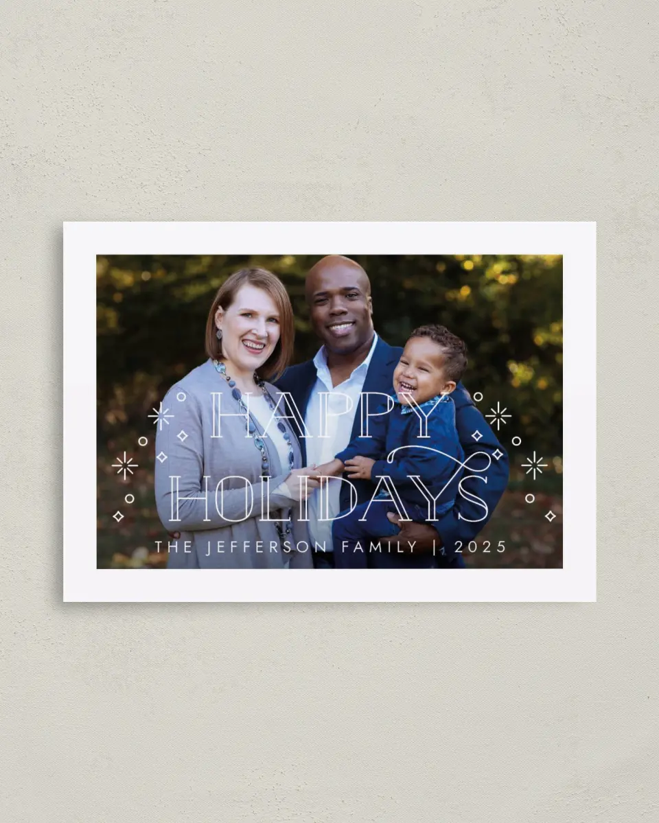 This is a 4" x 5.6" Christmas Card called Festive Photo printed in full color on Premium Smooth paper