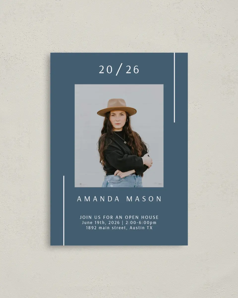 This is a 4" x 5.6" Graduation Announcement Postcard called Focused Student printed in full color on Soft Touch Finish paper