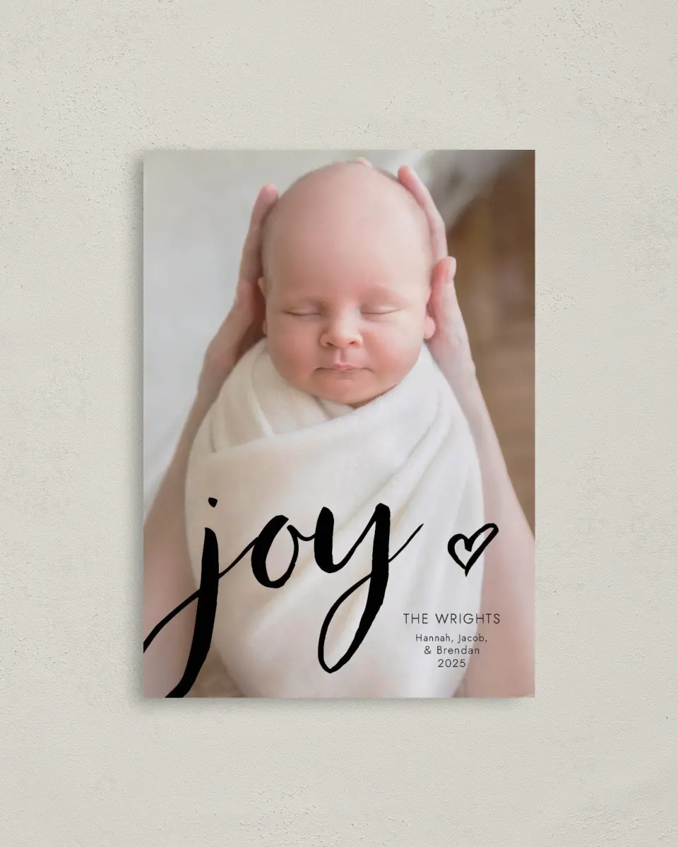 This is a 4" x 5.6" Christmas Card called Joyful Hearts printed in full color on Premium Smooth paper