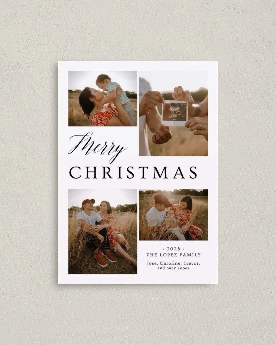 This is a 4" x 5.6" Christmas Card called Merry Moments printed in full color on Premium Smooth paper