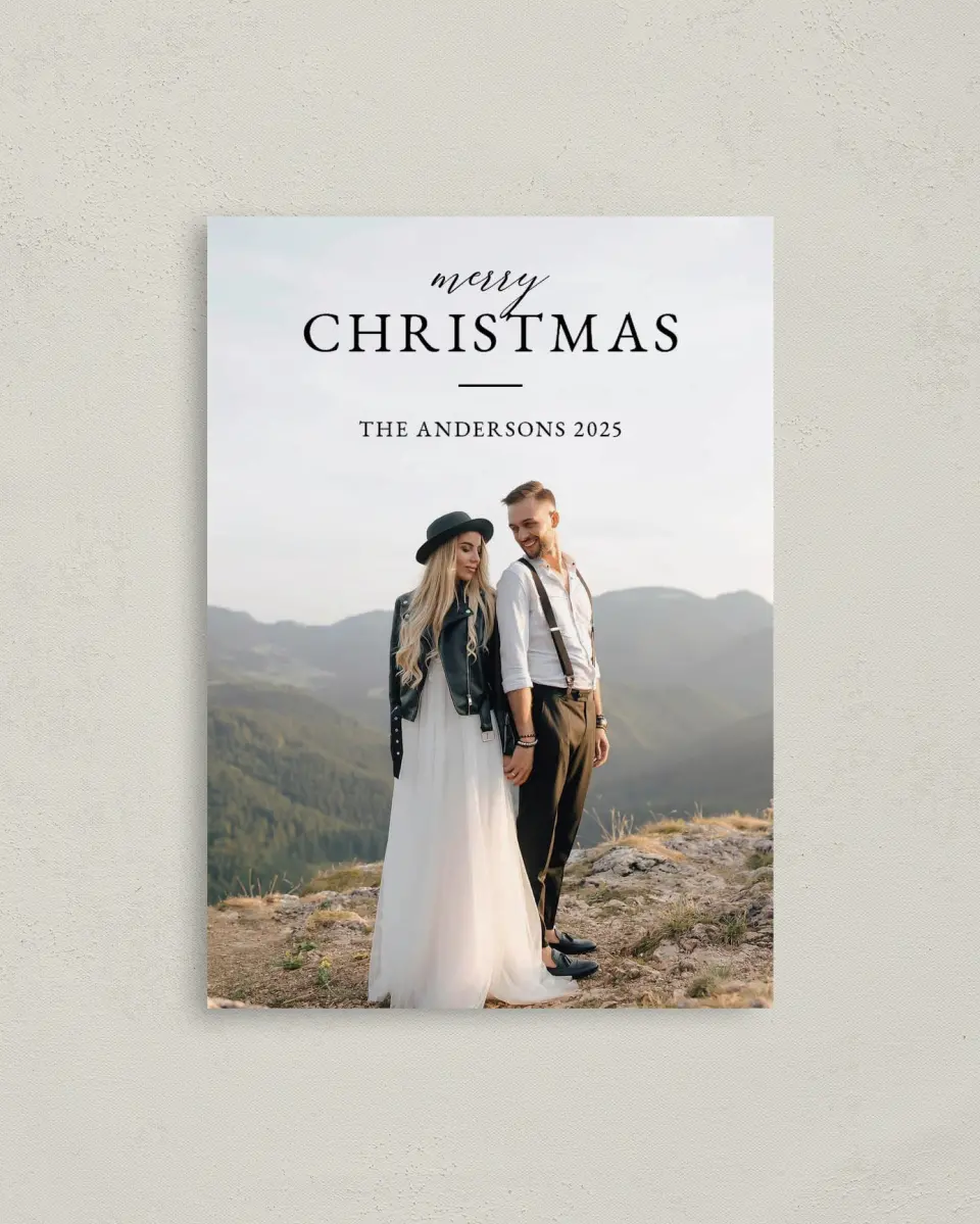 This is a 4" x 5.6" Christmas Card called Merry & Minimal printed in full color on Premium Smooth paper