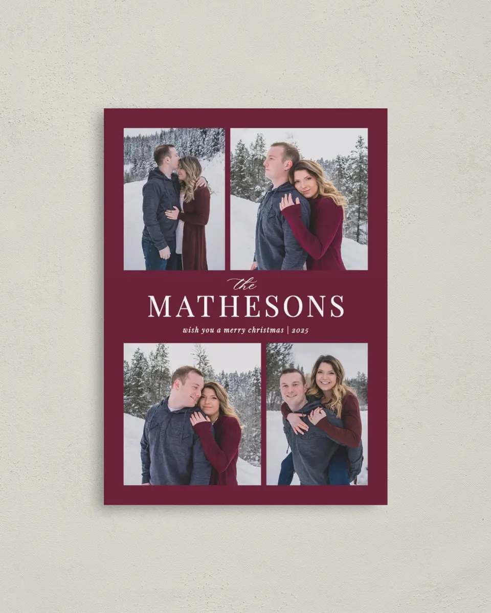 This is a 4" x 5.6" Christmas Card called This is Us printed in full color on Premium Smooth paper
