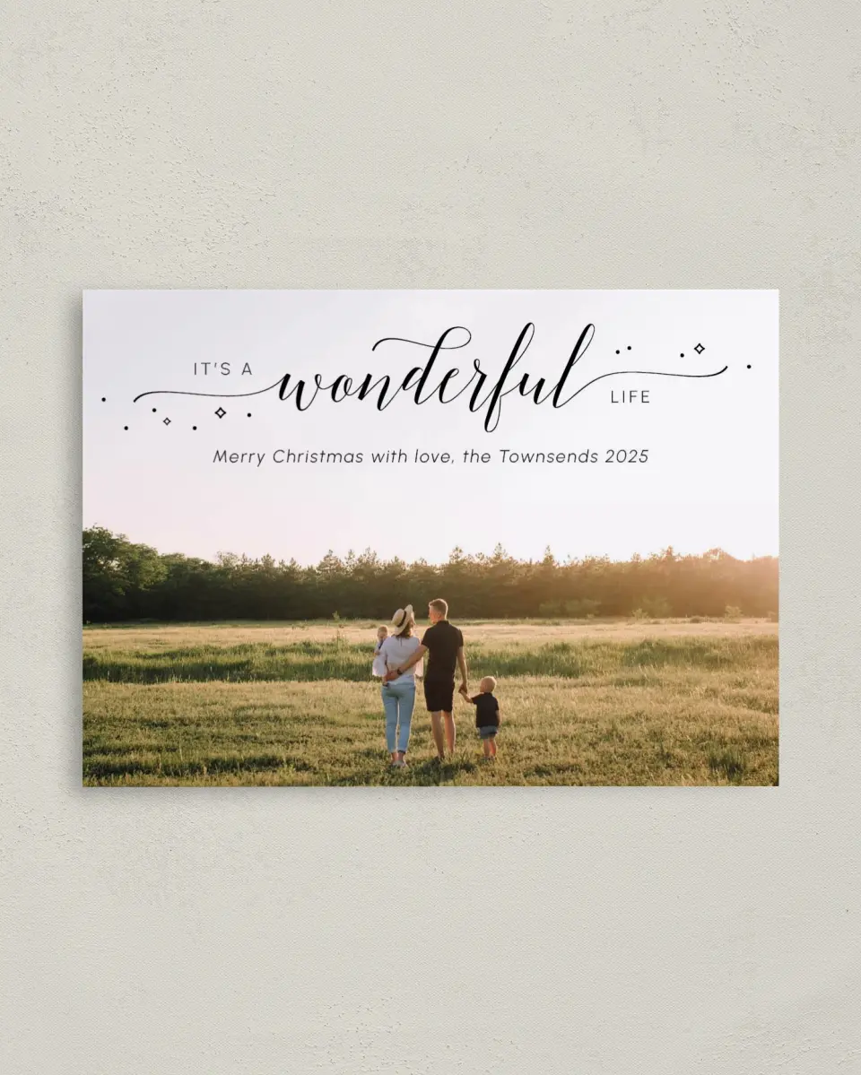This is a 4" x 5.6" Christmas Card called Wonderful Greetings printed in full color on Premium Smooth paper