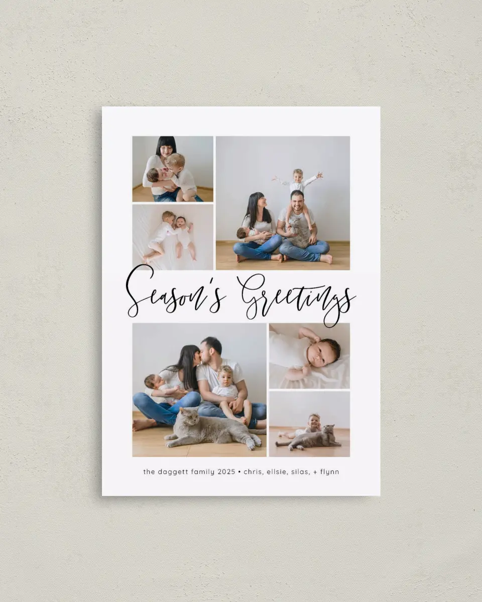 This is a 4" x 5.6" Christmas Card called Simple Greetings printed in full color on Premium Smooth paper