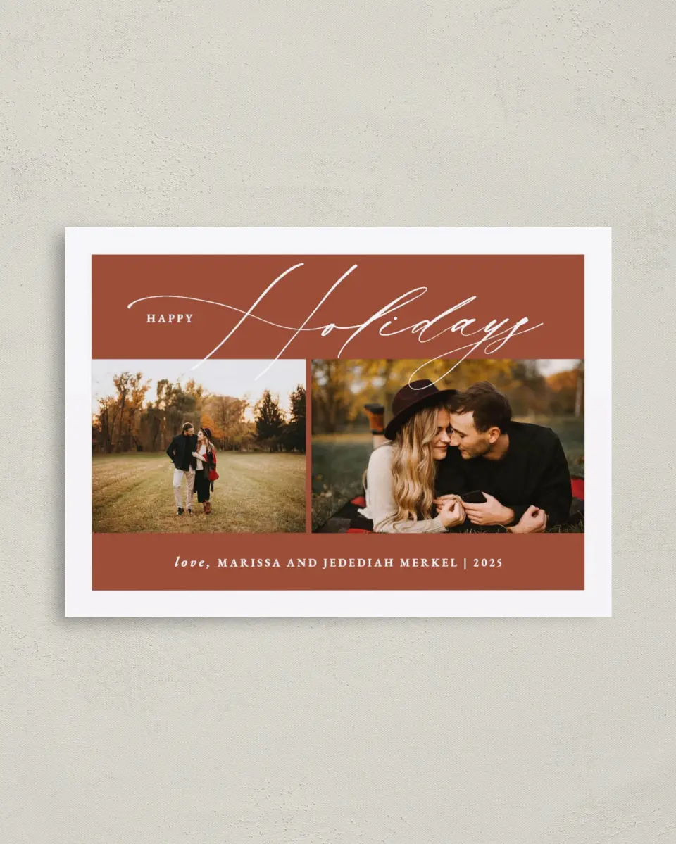 This is a 4" x 5.6" Christmas Card called Elegant Holiday printed in full color on Premium Smooth paper