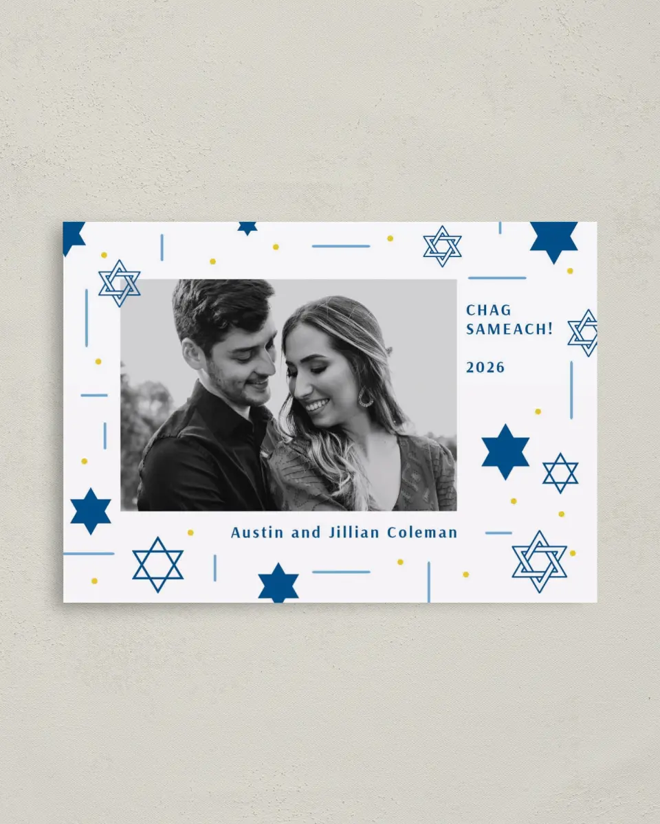 This is a 4" x 5.6" Hanukkah Card called Hanukkah Wishes printed in full color on Premium Smooth paper