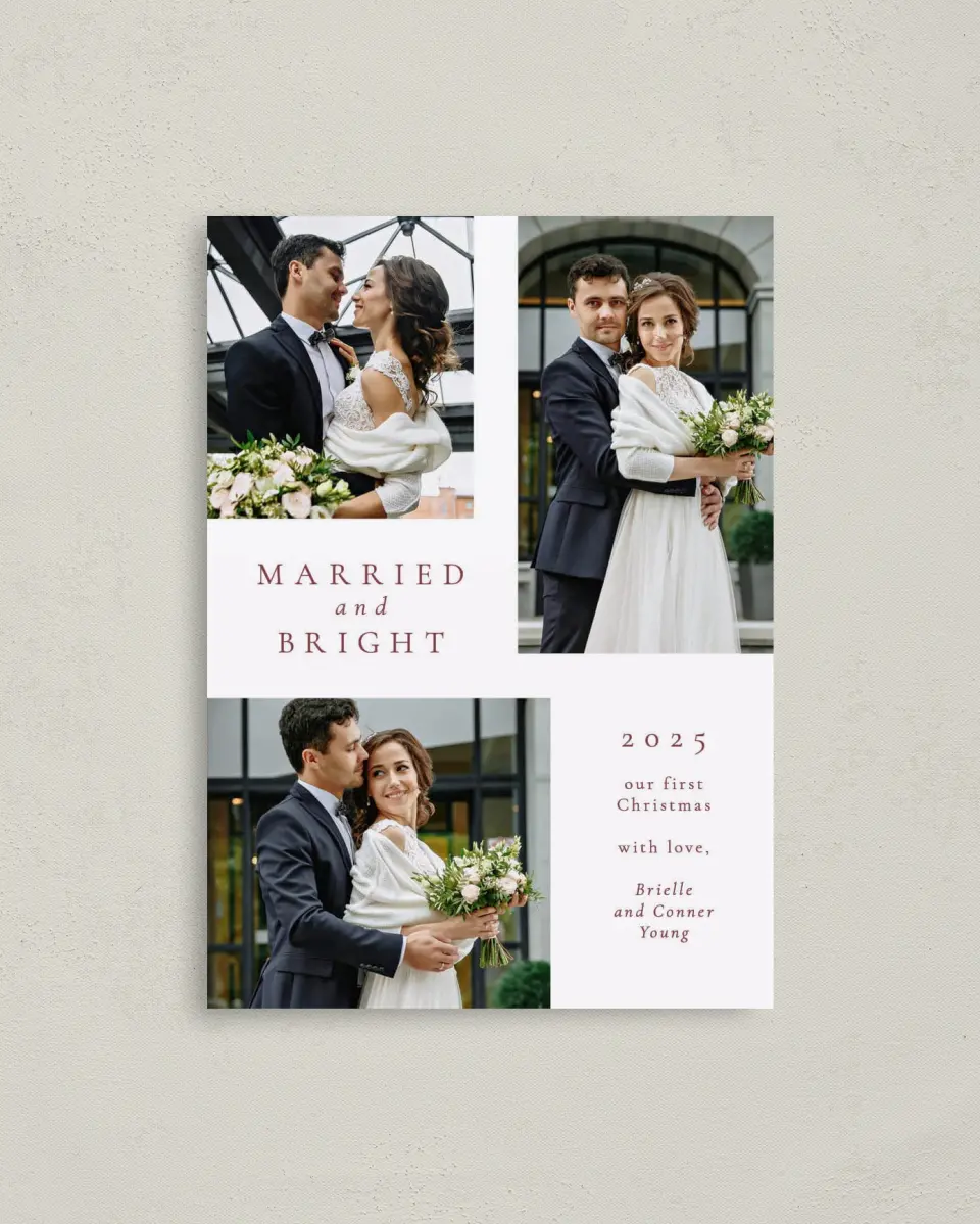 This is a 4" x 5.6" Christmas Card called Bright Theme printed in full color on Premium Smooth paper