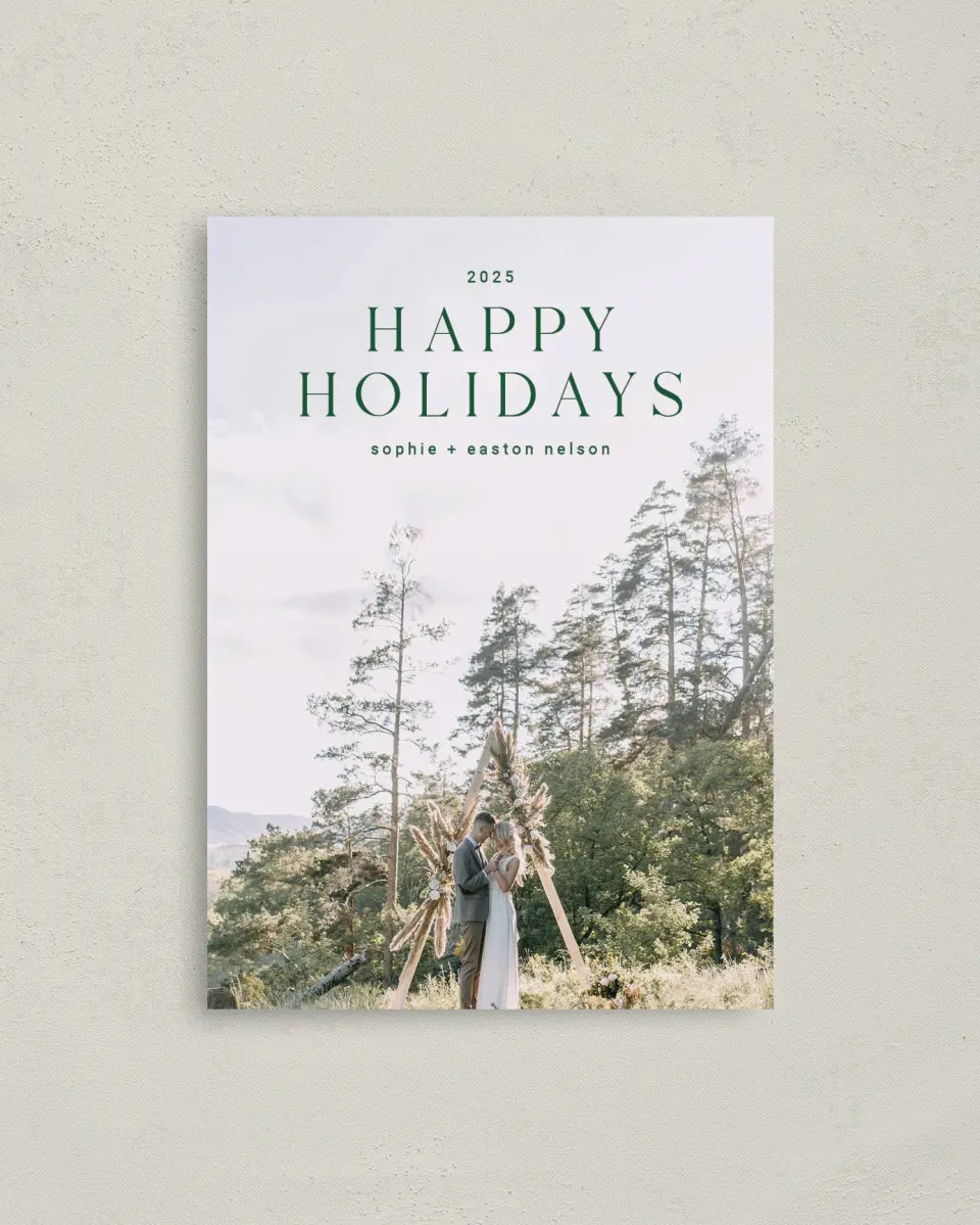 This is a 4" x 5.6" Christmas Card called Spacious Holidays printed in full color on Premium Smooth paper