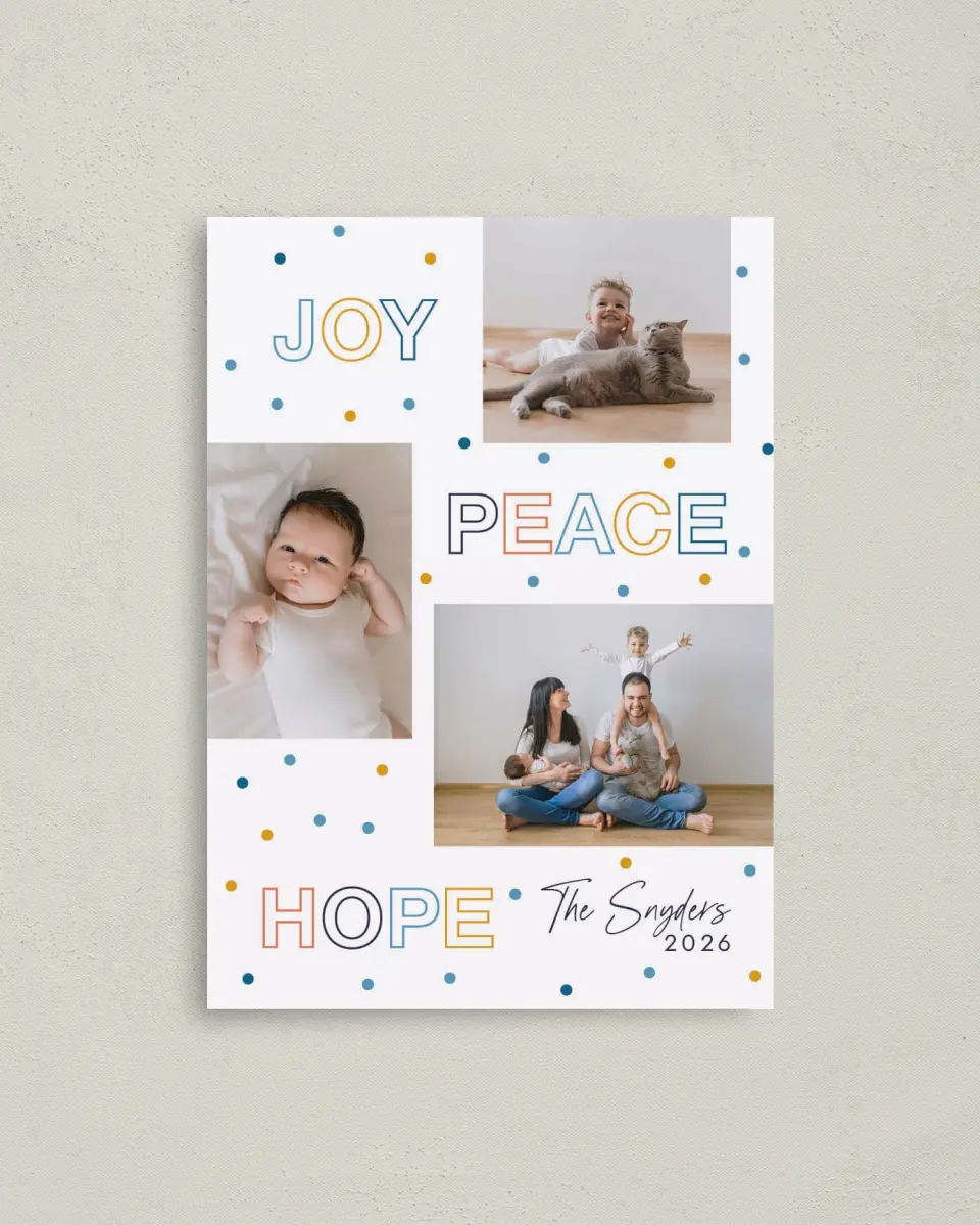 This is a 4" x 5.6" Hanukkah Card called Confetti Holidays printed in full color on Premium Smooth paper