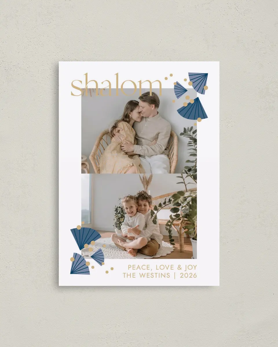 This is a 4" x 5.6" Hanukkah Card called Fan Salutation printed in full color on Premium Smooth paper