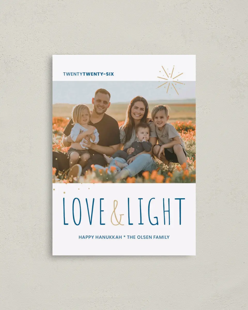 This is a 4" x 5.6" Hanukkah Card called Lovely Light printed in full color on Premium Smooth paper