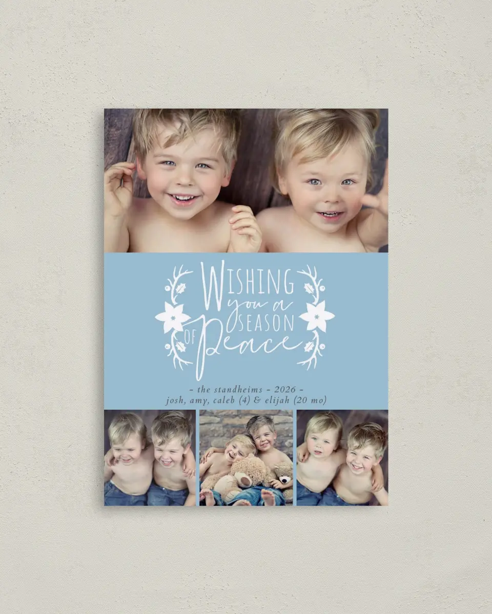 This is a 4" x 5.6" Hanukkah Card called Season of Peace printed in full color on Premium Smooth paper